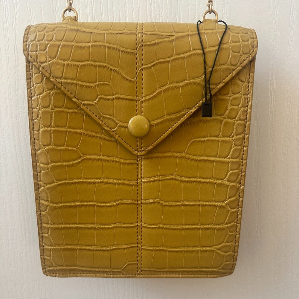 Nanushka Envelope Faux Croc Bag in Yellow -NWOT